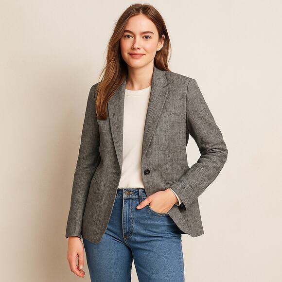 J By J.Crew SZ 8 One Button Linen Blazer - Picture 1 of 5